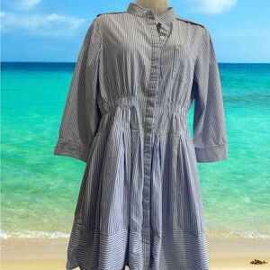 Mila Fashion Collection blue dress, size L, with buttons and long sleeves